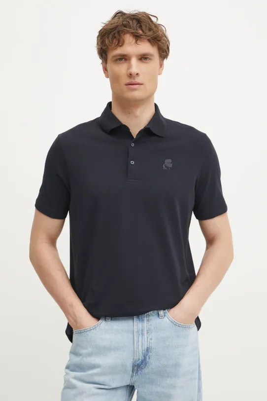 Karl Lagerfeld tricou polo regular negru 551221.745750