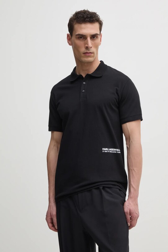 Karl Lagerfeld polo de bumbac regular negru 551230.745293