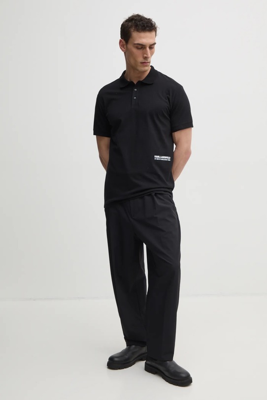 Bavlnené polo tričko Karl Lagerfeld 551230.745293 čierna SS25