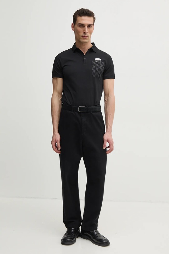 Хлопковое поло Karl Lagerfeld 551251.745091 чёрный SS25