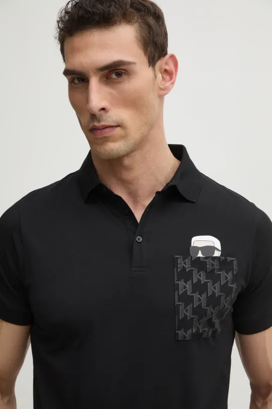 Karl Lagerfeld polo de bumbac negru 551251.745091