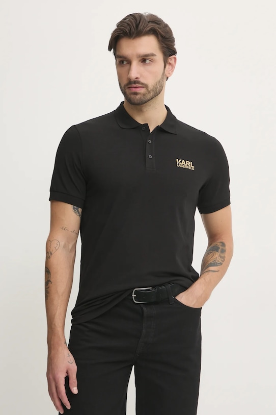 Polo tričko Karl Lagerfeld potisk černá 551235.745088