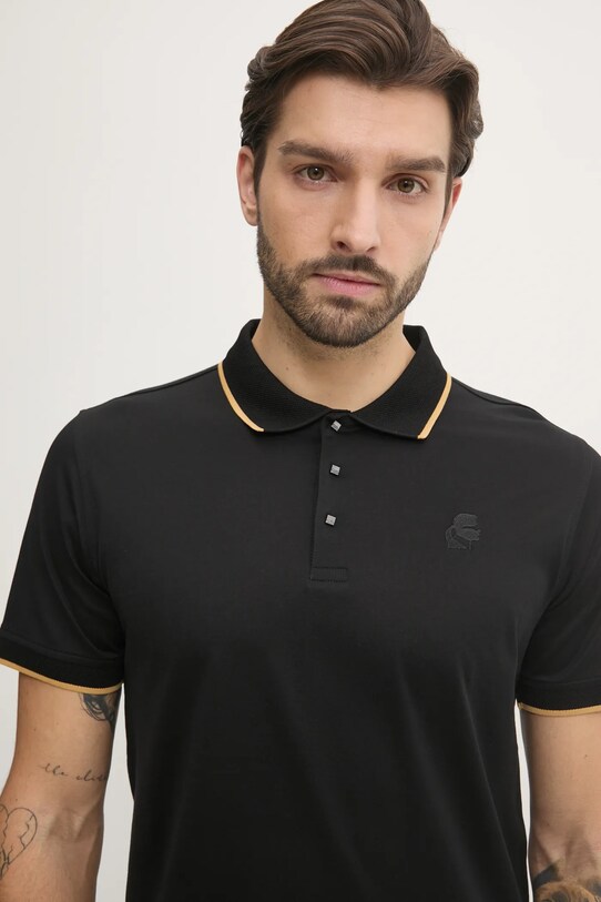 Bavlněné polo tričko Karl Lagerfeld černá 551200.745080