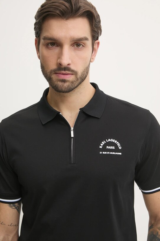 Karl Lagerfeld polo bawełniane regular czarny 551200.745081