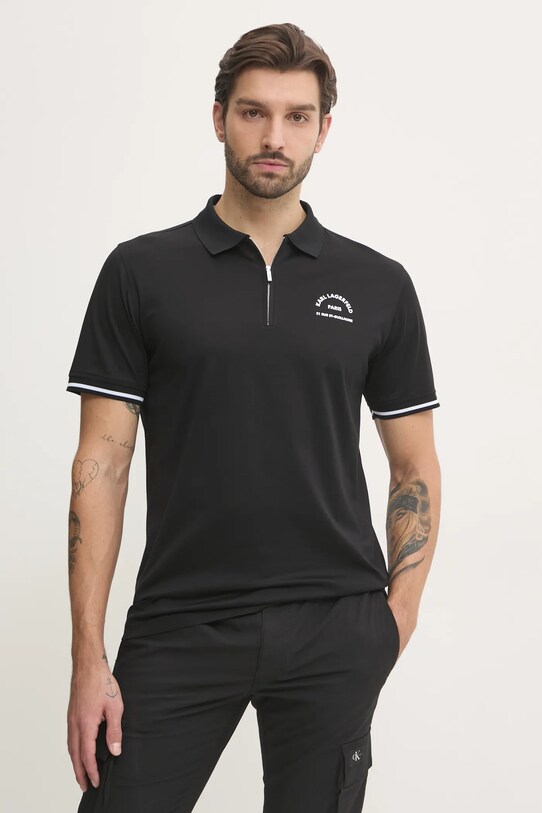 Karl Lagerfeld polo bawełniane czarny 551200.745081