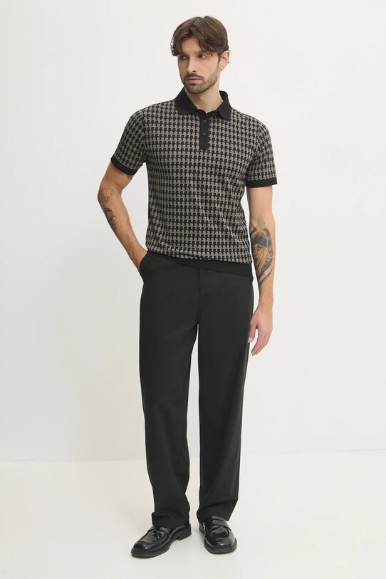 Βαμβακερό μπλουζάκι πόλο Karl Lagerfeld 551202.745084 γκρί SS25