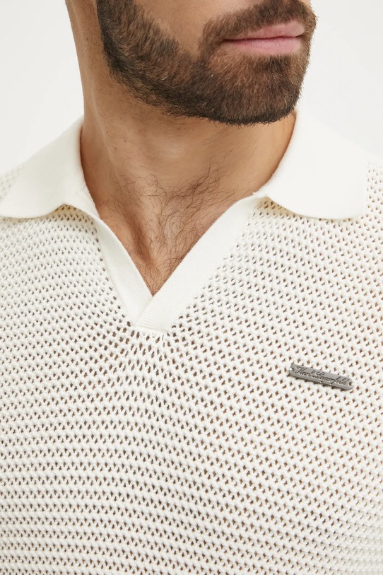 Bavlněné polo tričko Karl Lagerfeld A1M46068 béžová