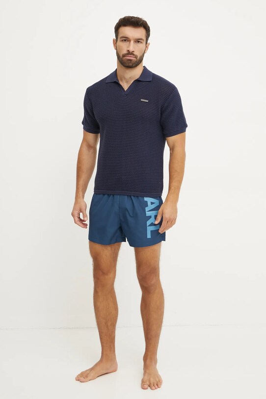 Karl Lagerfeld polo de bumbac A1M46068 bleumarin SS25