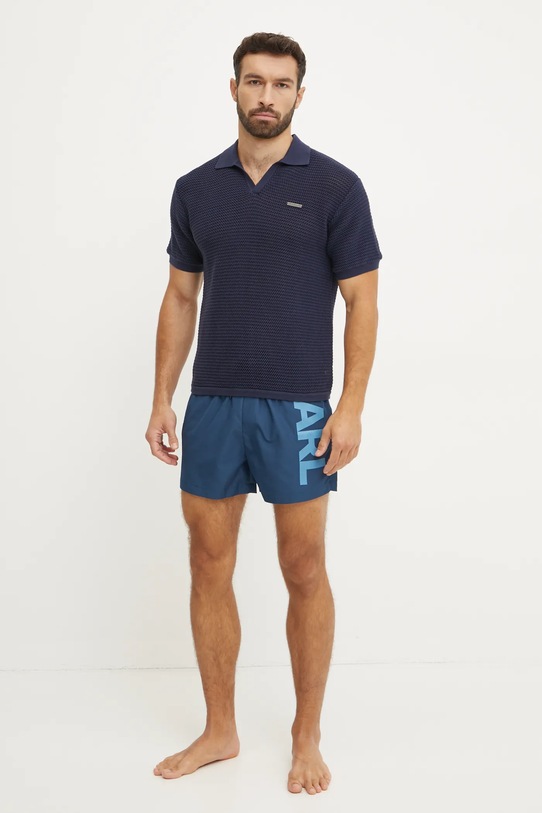 Karl Lagerfeld polo bawełniane A1M46068 granatowy SS25