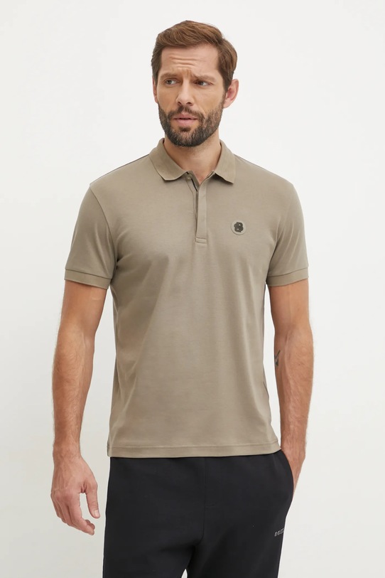 BOSS Green polo bawełniane regular beżowy 50533273