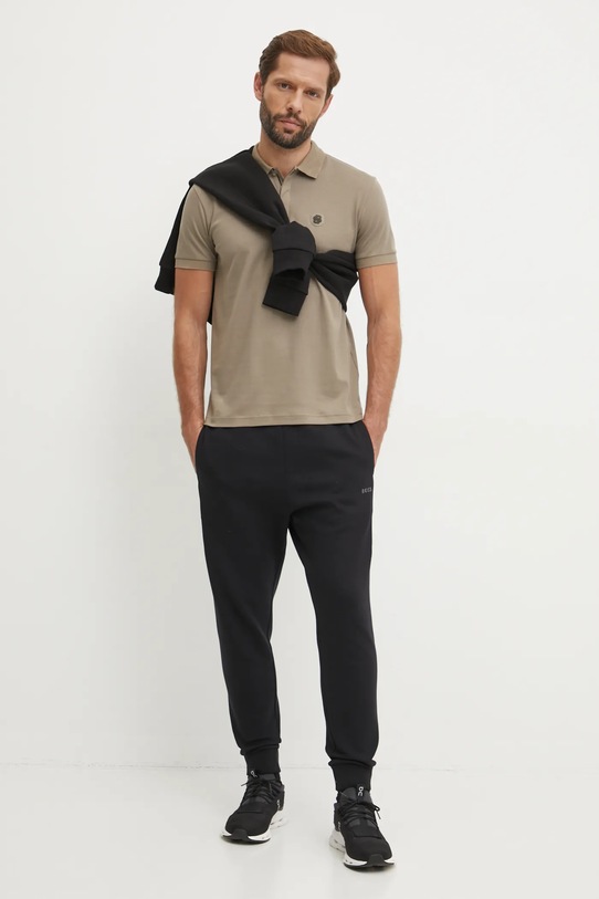 BOSS Green polo bawełniane 50533273 beżowy SS25