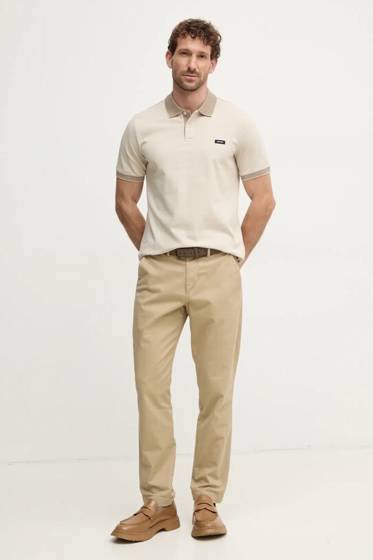Тениска с яка Calvin Klein K10K113832 бежов SS25