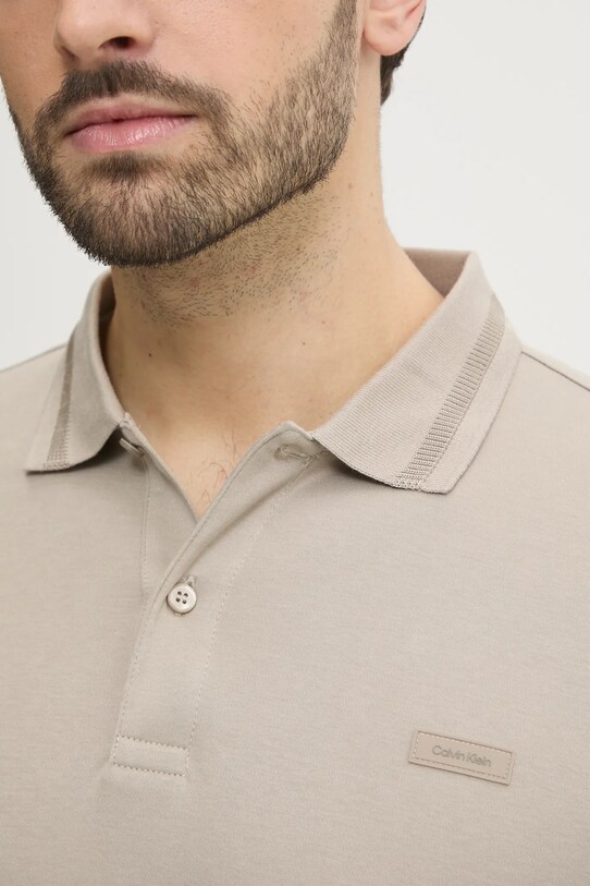 Calvin Klein polo bawełniane K10K113833 beżowy
