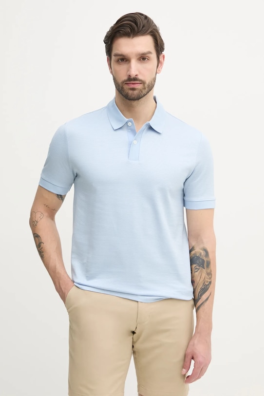 Хлопковое поло BOSS хлопок голубой 50532246