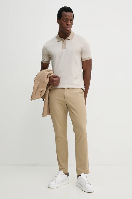 BOSS polo de bumbac 50532246 bej SS25