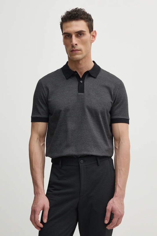 BOSS polo bawełniane wzorzyste czarny 50532246