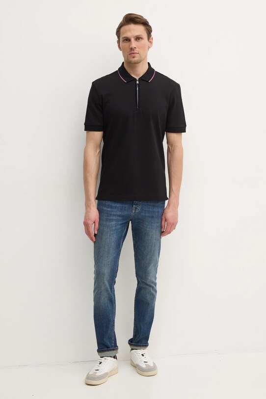Хлопковое поло BOSS 50532612 чёрный SS25