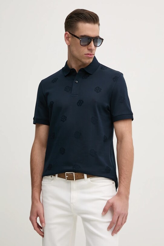 BOSS polo bawełniane bawełna granatowy 50532765