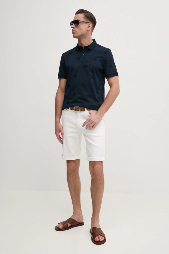 BOSS polo bawełniane 50532765 granatowy SS25