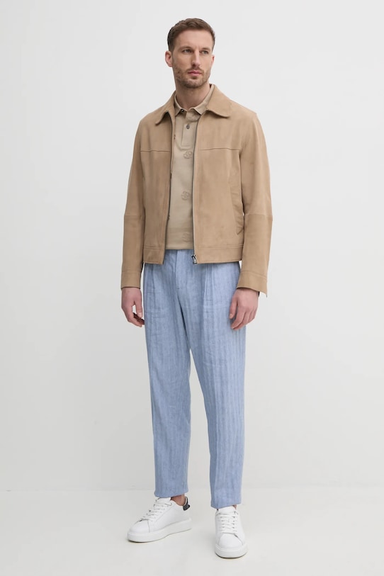 BOSS polo bawełniane 50532765 beżowy SS25