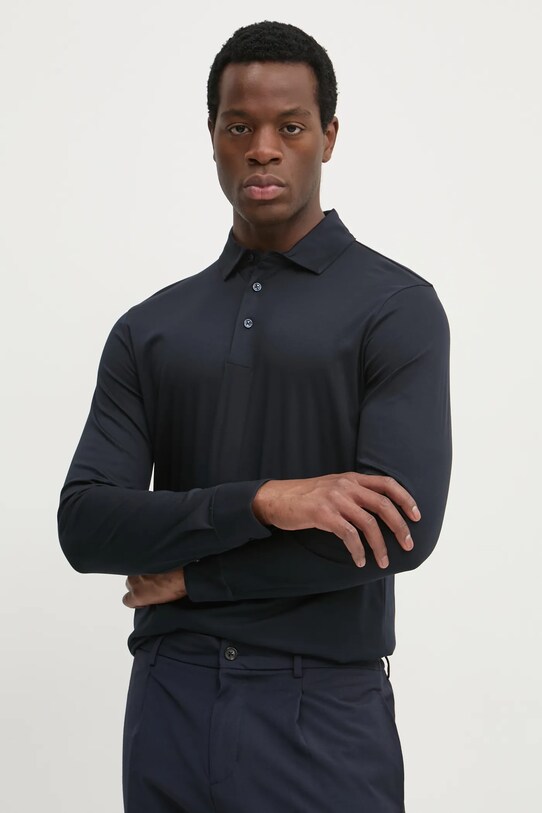BOSS longsleeve din bumbac uni bleumarin 50533572