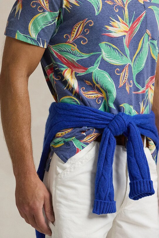 Льняное поло Polo Ralph Lauren мультиколор 710958230
