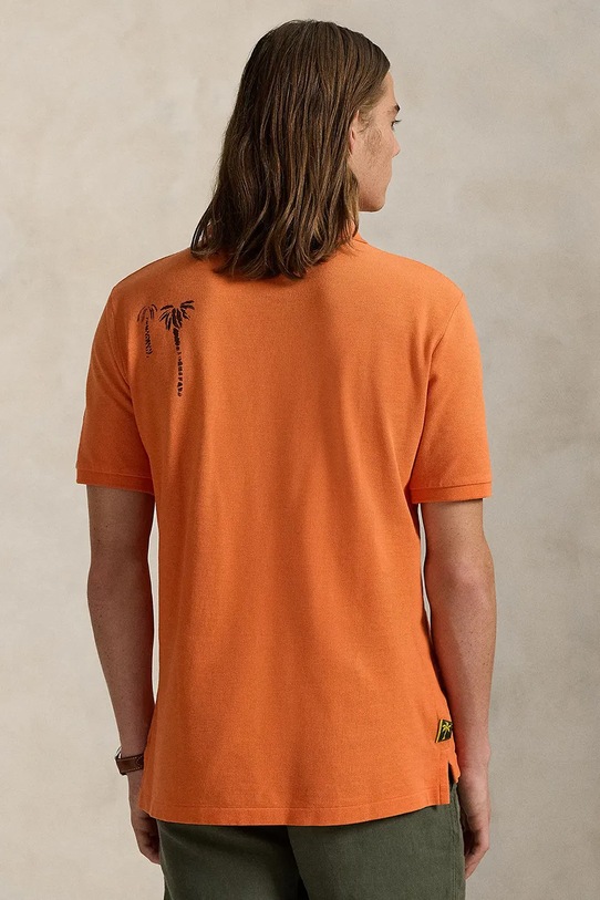 Pamučna polo majica Polo Ralph Lauren 710958250 narančasta SS25