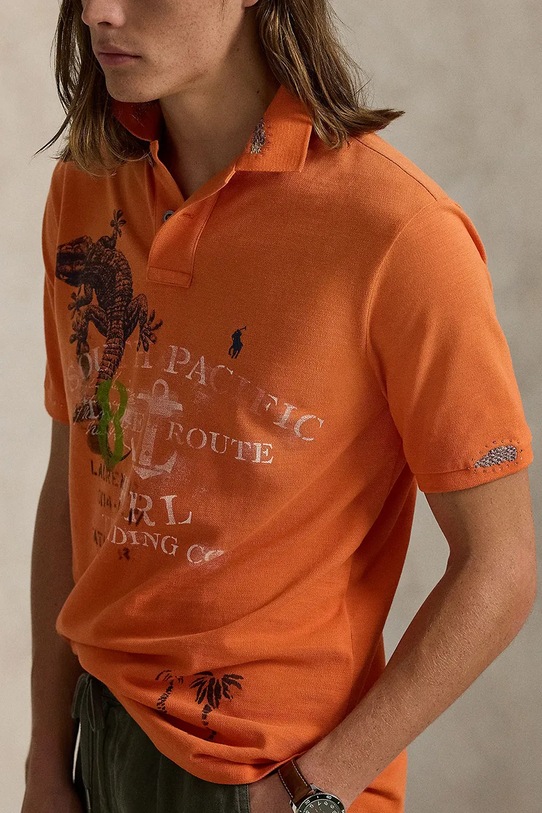 Pamučna polo majica Polo Ralph Lauren narančasta 710958250