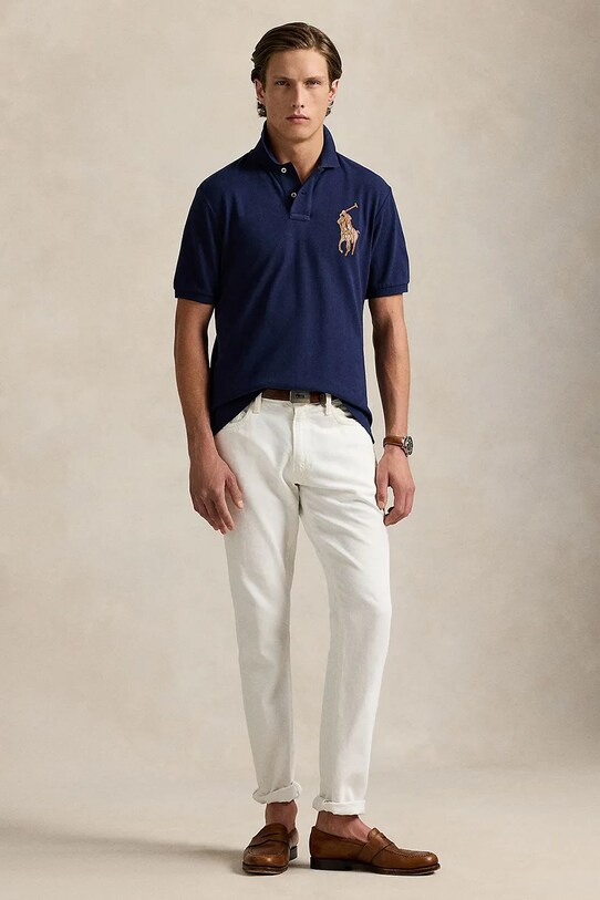 Одежда Хлопковое поло Polo Ralph Lauren 710958776 тёмно-синий