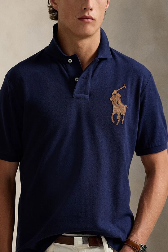 Хлопковое поло Polo Ralph Lauren тёмно-синий 710958776