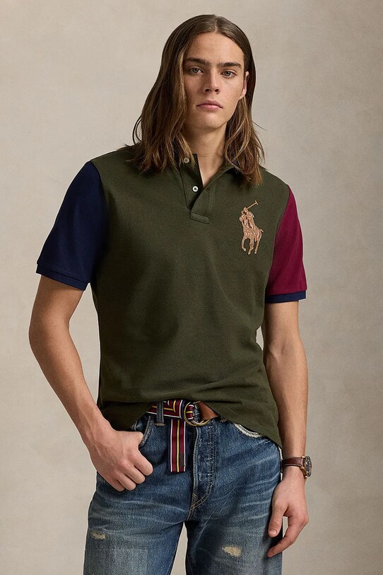 Βαμβακερό μπλουζάκι πόλο Polo Ralph Lauren κανονικό πράσινο 710958777