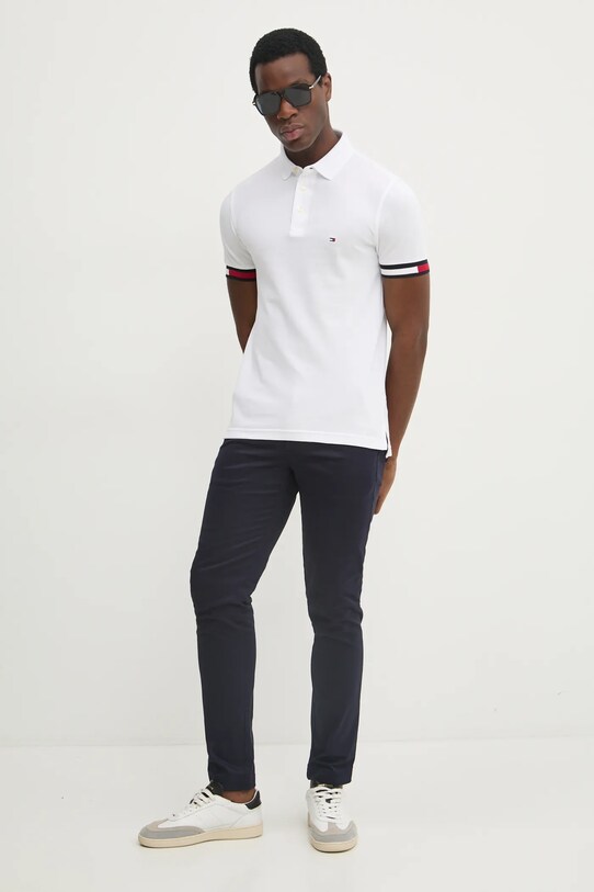 Tommy Hilfiger tricou polo MW0MW37518 alb SS25