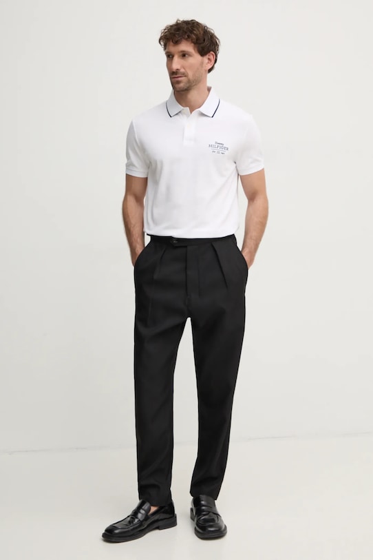 Tommy Hilfiger tricou polo MW0MW37519 alb SS25