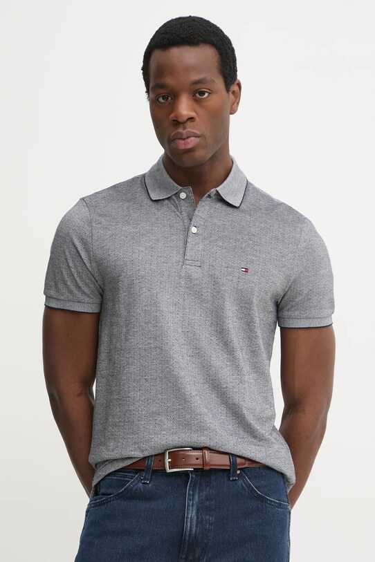 Tommy Hilfiger polo bawełniane wzorzyste szary MW0MW37525