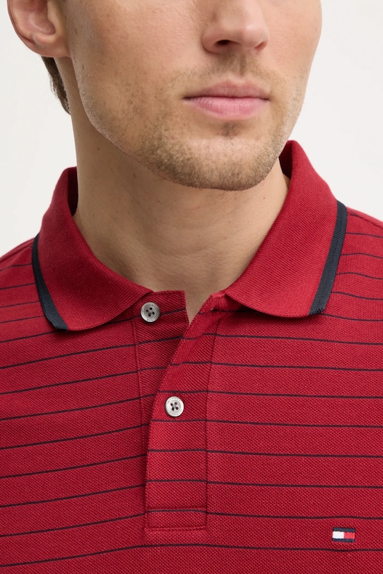Bavlnené polo tričko Tommy Hilfiger MW0MW37527 burgundské