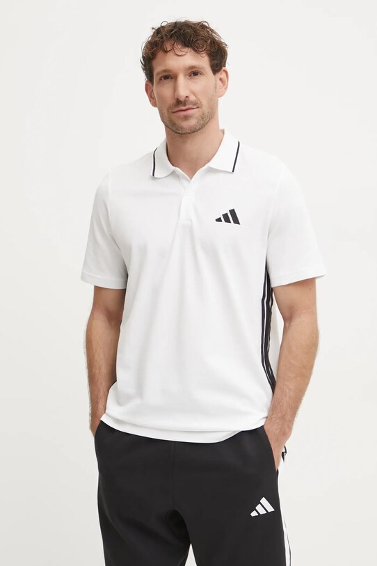 Bavlnené polo tričko adidas Essentials potlač béžová JE6383