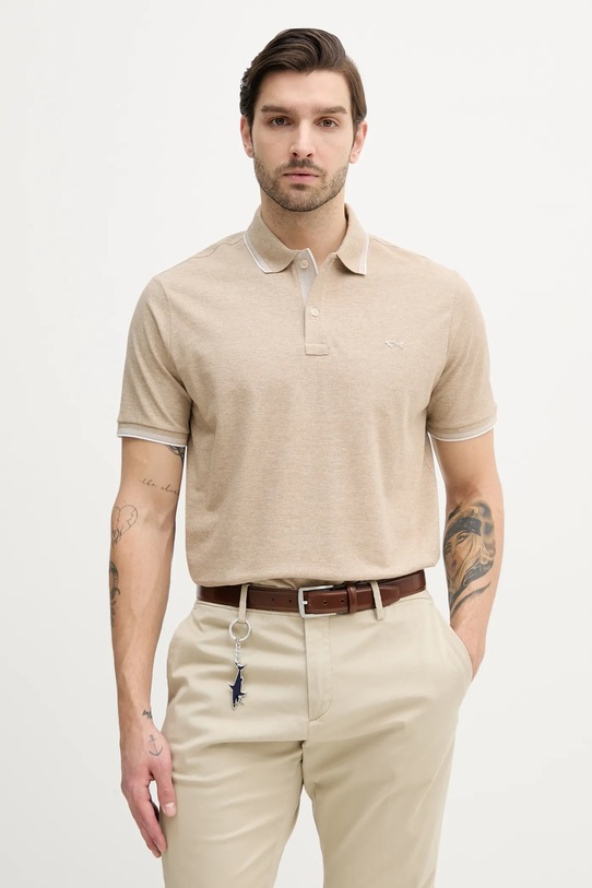 Bavlněné polo tričko Paul&Shark regular béžová 25411205