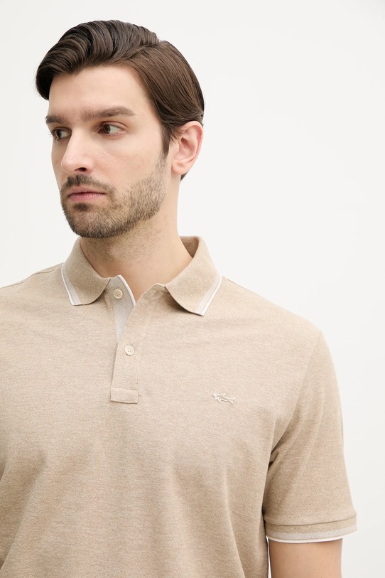 Bavlněné polo tričko Paul&Shark béžová 25411205