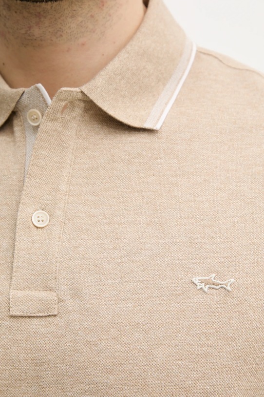 Bavlněné polo tričko Paul&Shark 25411205 béžová