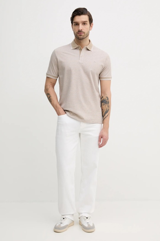 Bavlněné polo tričko Paul&Shark 25411226 béžová SS25