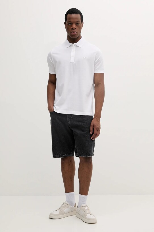 Bavlnené polo tričko Paul&Shark 25411232 biela SS25