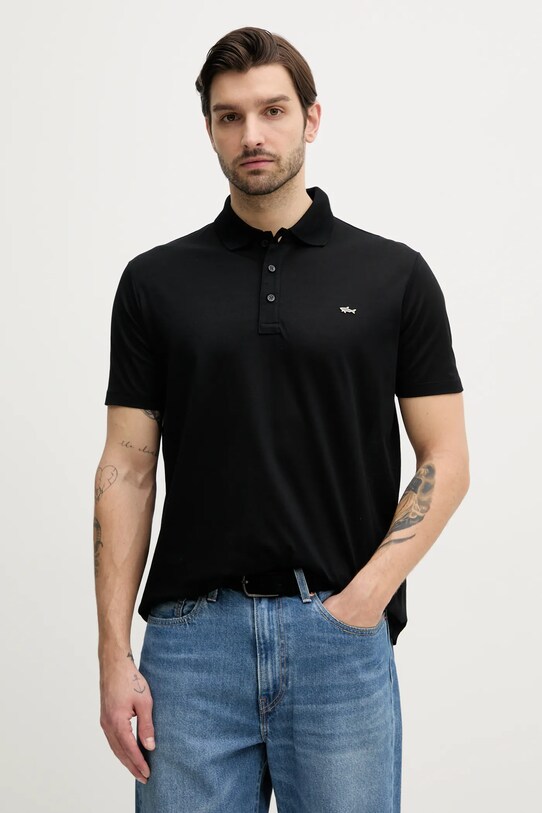 Pamučna polo majica Paul&Shark bez uzorka crna 25411232