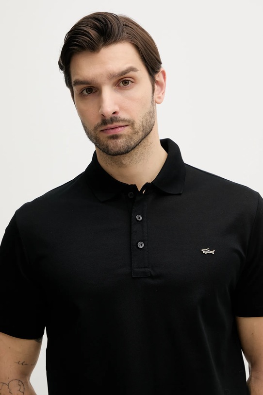 Pamučna polo majica Paul&Shark crna 25411232