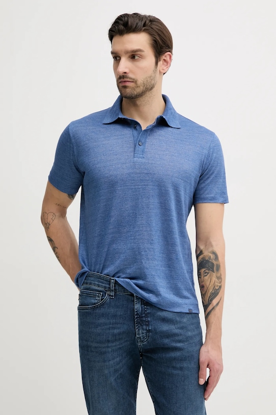 Paul&Shark polo lniane regular niebieski 25411243