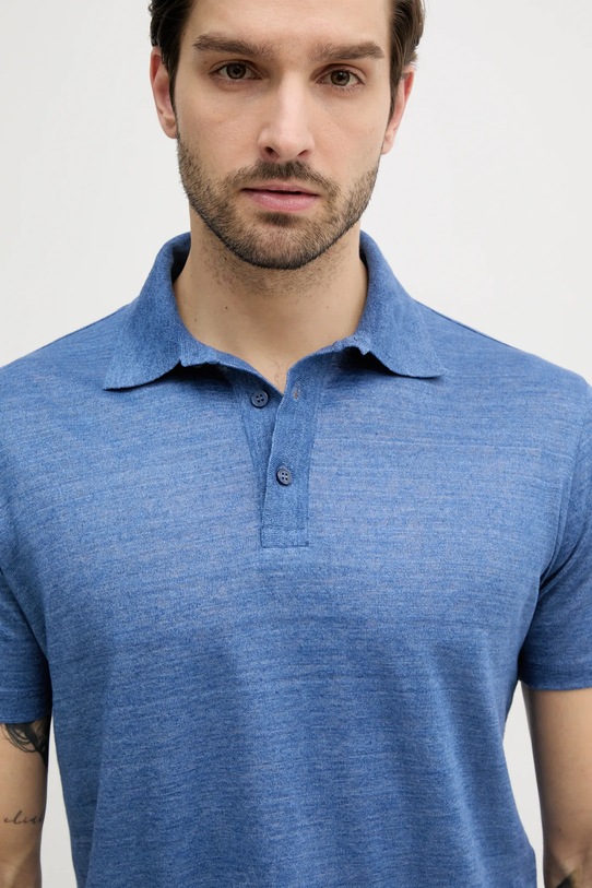 Paul&Shark polo lniane niebieski 25411243