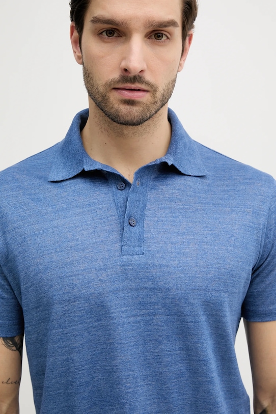 Paul&Shark polo lniane niebieski 25411243