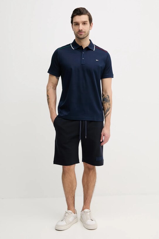 Bavlněné polo tričko Paul&Shark 25411282 námořnická modř SS25