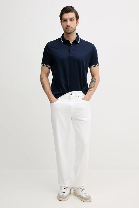 Pamučna polo majica Paul&Shark 25411288 mornarsko plava SS25