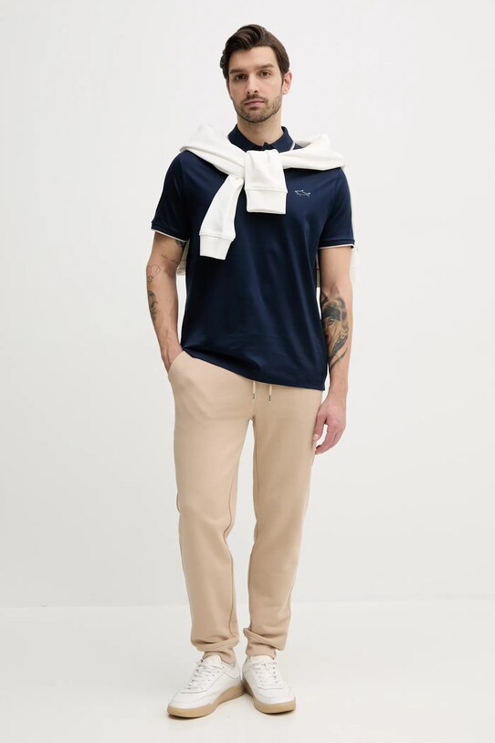 Bavlněné polo tričko Paul&Shark 25411301 námořnická modř SS25