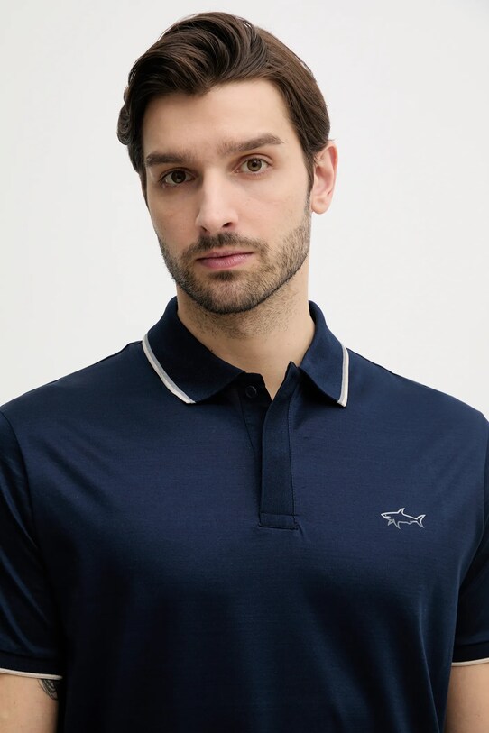 Bavlněné polo tričko Paul&Shark námořnická modř 25411301